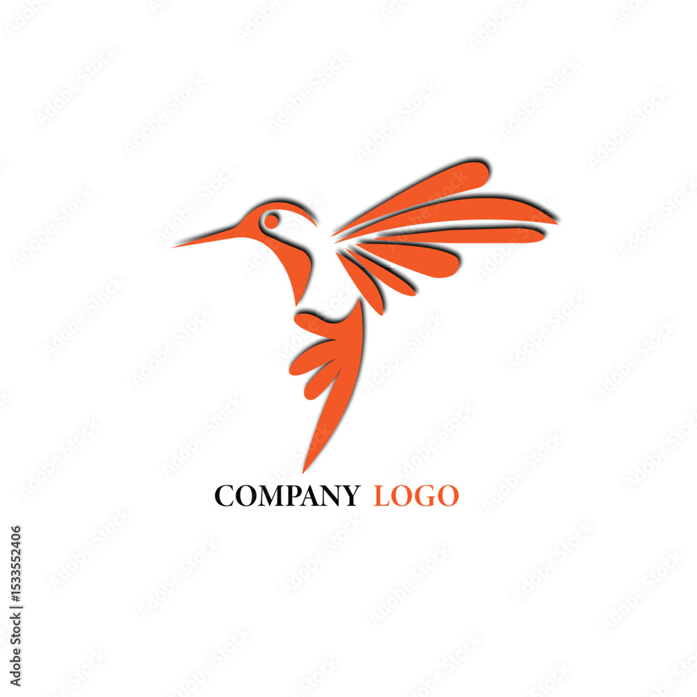 Diseño de logotipo de ilustración colorida de pájaro colibrí