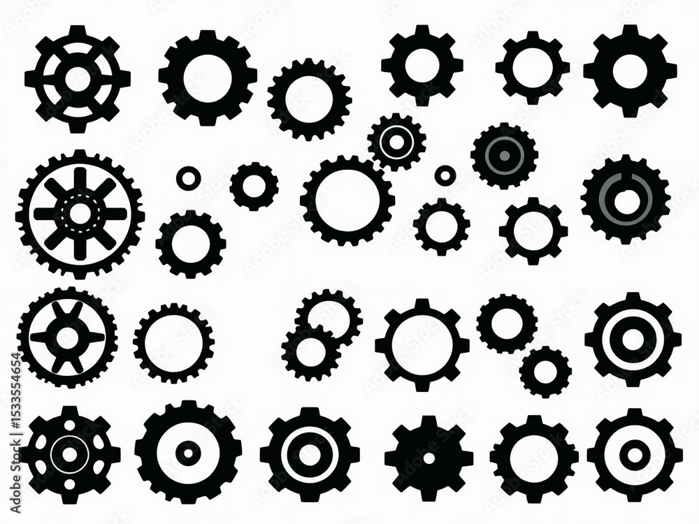 Dynamic Black Gears Illustration – Industrial Mechanical Cogs, Engineering, Technology, Machinery, Gear System, Innovation, Mechanical Design, Engineering Components Dynamic Black Gears Illustration – Industrial Mechanical Cogs, Engineering, Technology, Machinery, Gear System, Innovation, Mechanical Design, Engineering Components
