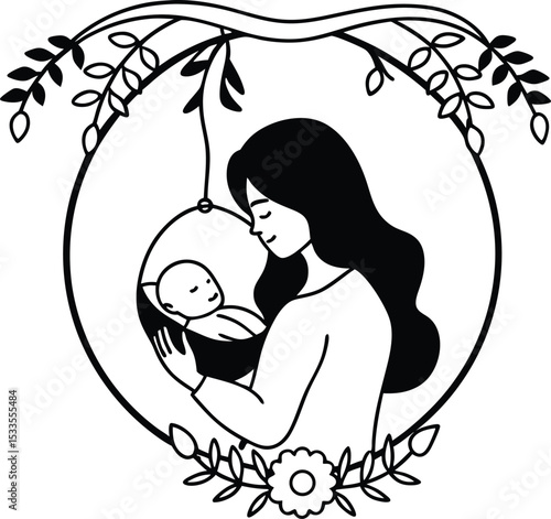 Midwife with newborn silhouette vector ,vector illustration of an angel, childbirth, delivery, figure, health care, lady, nurse