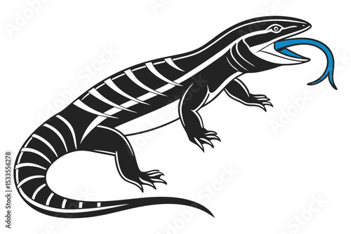 blue tongue skink sihouette black vector
