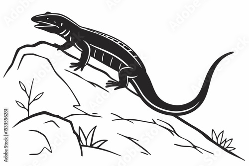 blue tongue skink sihouette black vector