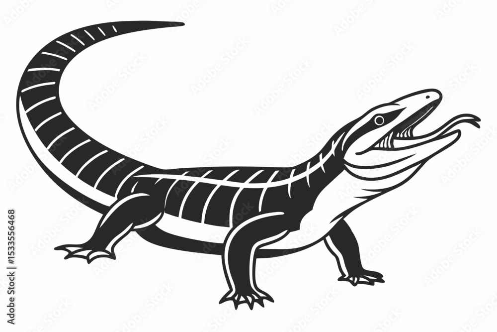 Fototapeta premium blue tongue skink sihouette black vector
