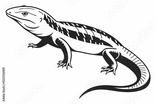 blue tongue skink sihouette black vector