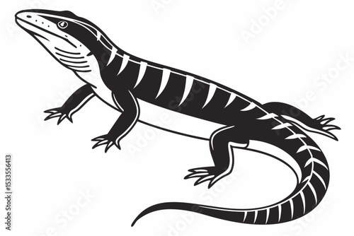blue tongue skink sihouette black vector