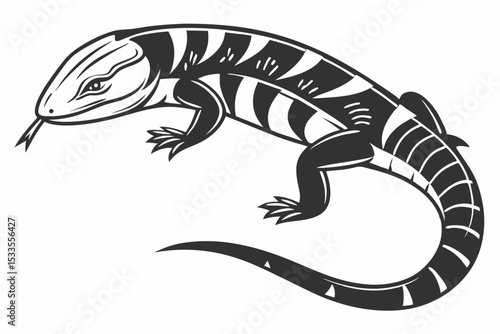 blue tongue skink sihouette black vector