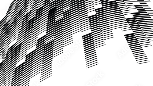 Vector abstract geometric seamless pattern with wave fading lines, tracks, halftone stripes. Extreme sport style illustration, urban art. Trendy monochrome graphic texture. Stylish sports pattern.