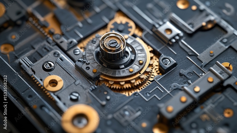 Fototapeta premium Close-up intricate clockwork mechanism