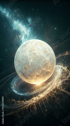 Mystical Outer Space Universe – Starry Sky with Glowing Nebula