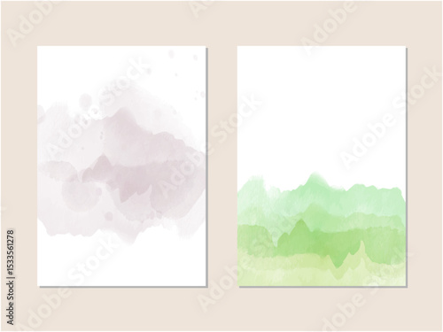 抽象的でモダンな水彩風のナチュラルな背景素材セット