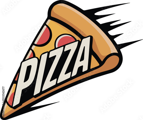 Slice of pizza zooming across the frame,