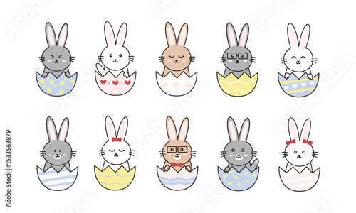 Easter Bunny Collection in Decorative Egg Shells