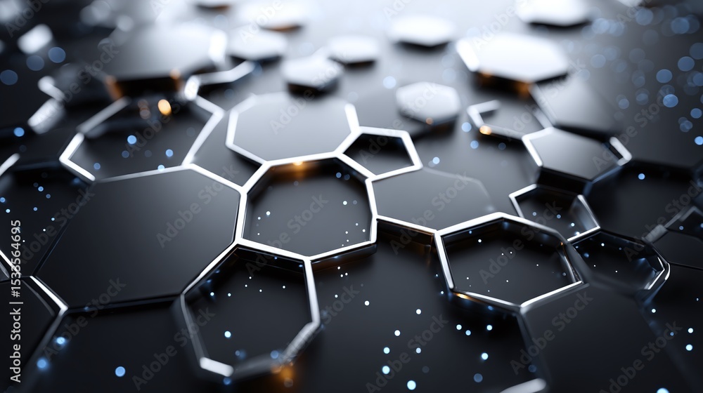 Fototapeta premium Hexagonal pattern design abstract art digital creation studio close-up modern aesthetics