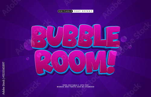 bubble room editable text effect with a play and kids text effect