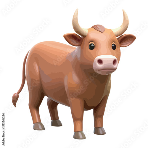 3D Ox vector art illustration.