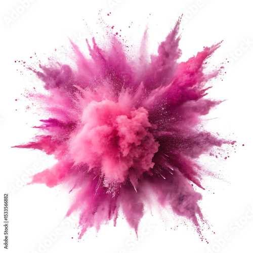 Pink and white powder explosion isolated on transparent background
