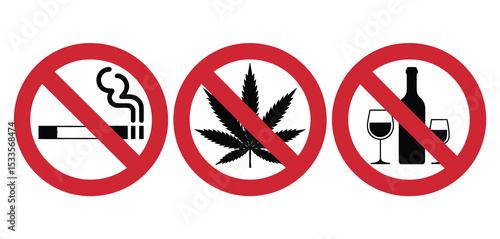 No Smoking No Drugs No Alcohol Prohibition Signs