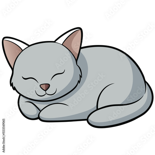 Burmilla cat with silver shaded fur sleeping delicately, a graceful feline, tranquil rest, white background.