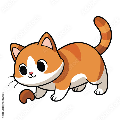 a Munchkin cat with short legs tackles an unseen toy, showing its playful nature and unique build.