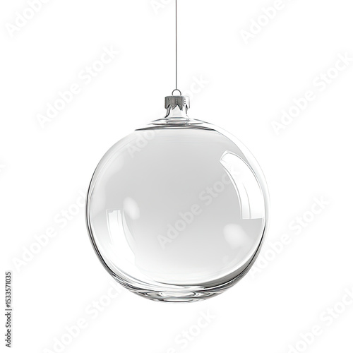 A hanging glass ornament with a white background, suspended in the air, has an all-white matte finish and is made of a plastic material.