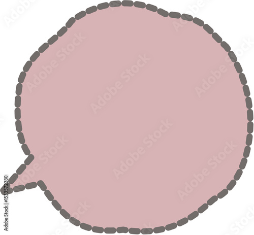 Simple Dotted Speech Bubble Icon – Dark Brown Line with Dusty Pink Fill – シンプルな点線の、くすみカラー吹き出しアイコン