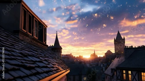 sunset in the city