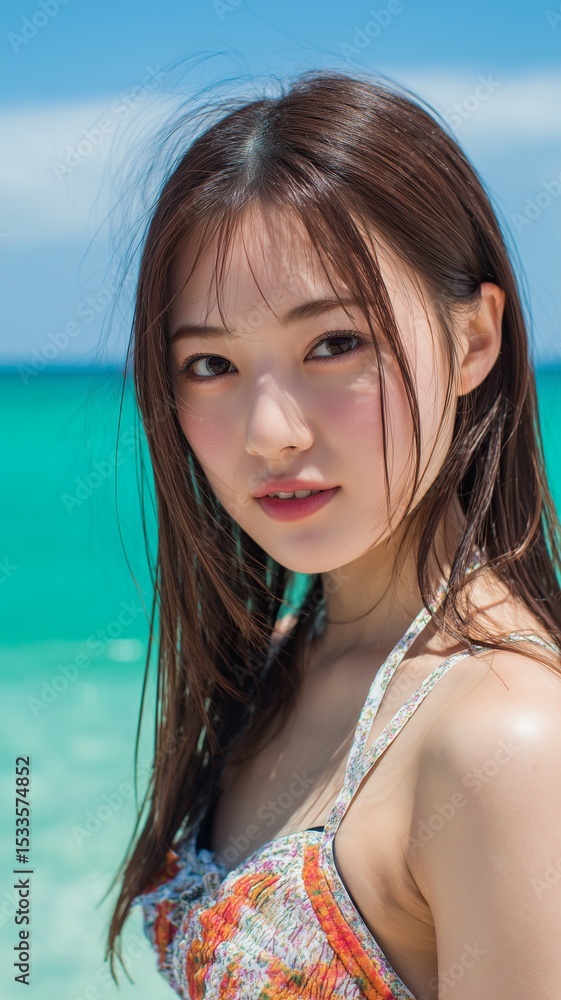 水着を着た美女のポートレート 水着を着た美女のポートレート