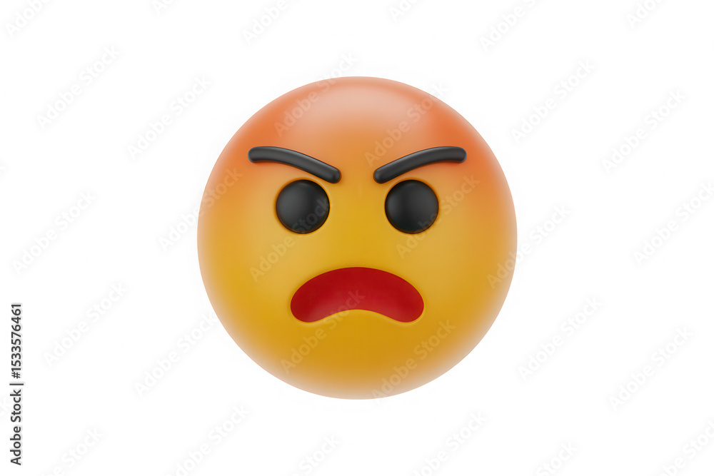 Fototapeta premium 3D Render of an Angry Emoticon with Frowning Face and Glowering Eyes