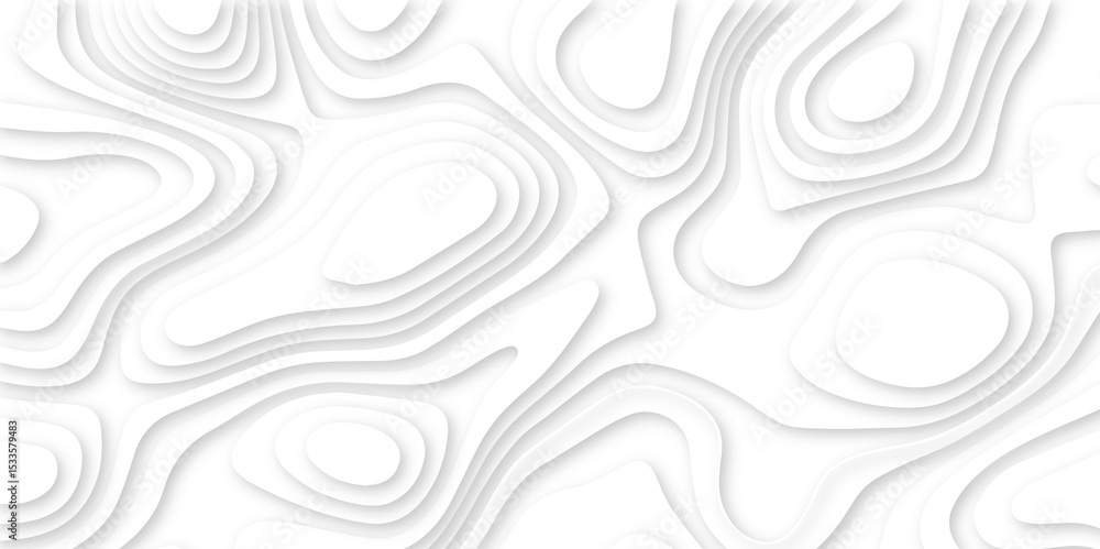 Abstract realistic papercut decoration textured with wavy layers .Topographic canyon geometric map relief texture with curved layers and shadow .Abstract wavy line 3d paper cut white background. Abstract realistic papercut decoration textured with wavy layers .Topographic canyon geometric map relief texture with curved layers and shadow .Abstract wavy line 3d paper cut white background.