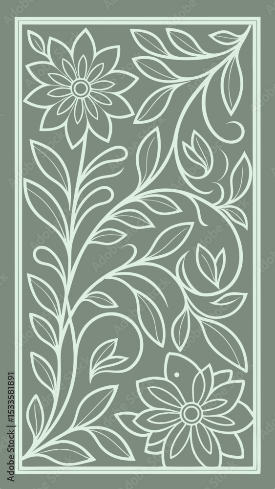 Obraz premium Elegant floral line art with a decorative and botanical design element for various uses