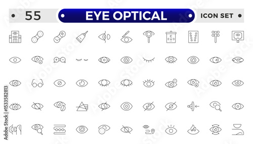 Eye Optical outline icon. Vision and Eye Icon Set. Sight, Optics, Anatomy, and Perception Vector Collection.