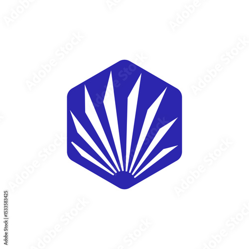 light hexagon geometric blue logo.