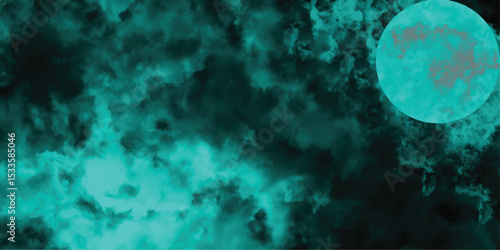 Abstract cyan and teal background with lunar influence evoking mystery and celestial themes for design and artistic projects