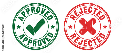 Approved and rejected rubber stamps graphic