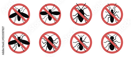 Pest control icons no mosquitoes flies cockroaches ants