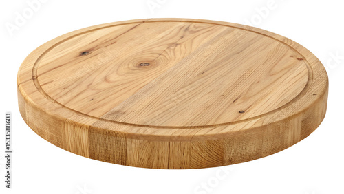 wooden chopping board, wooden round cutting board isolated on transparent background