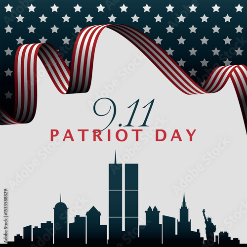 Patriot Day Poster. City silhouette