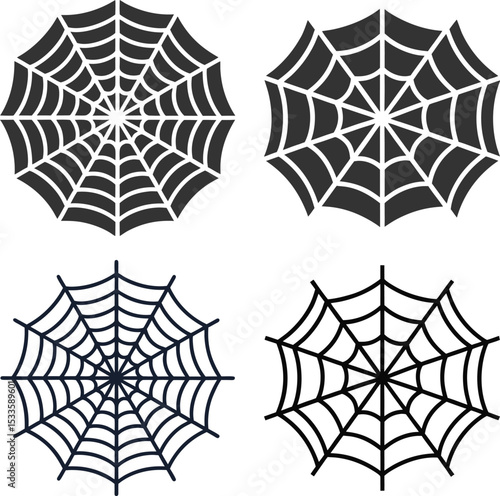 Silhouette Spider Web Flat Illustration Delicate Cobweb Vector Art for Gothic Decor & Spooky Halloween Designs"