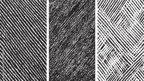 Abstract black and white scribble texture collection for artistic backgrounds and design elements