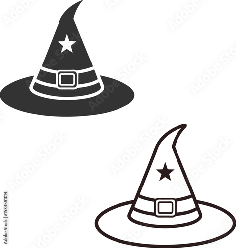 Silhouette Witch Hat Flat Illustration Spooky Halloween Vector Art for Magical Decor  Designs
