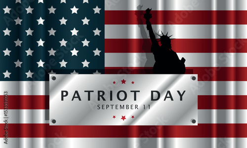 Patriot Day Poster. Name plate on the US flag