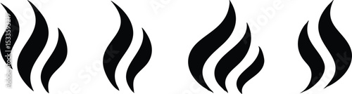 Steam Smoke flat icon set. Aroma smell symbol. Vector