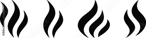 Steam Smoke flat icon set. Aroma smell symbol. Vector