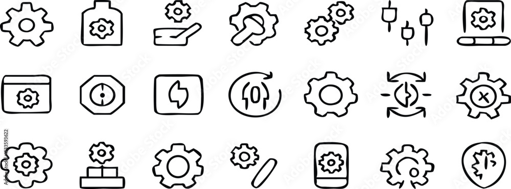 Settings thin line icons set. Configuration, setup, control symbol. Vector Settings thin line icons set. Configuration, setup, control symbol. Vector