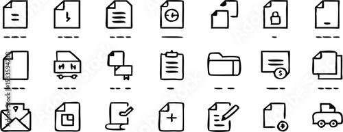 Document thin line icons set. Documents editable stroke icons collection. File symbol. Vector illustration