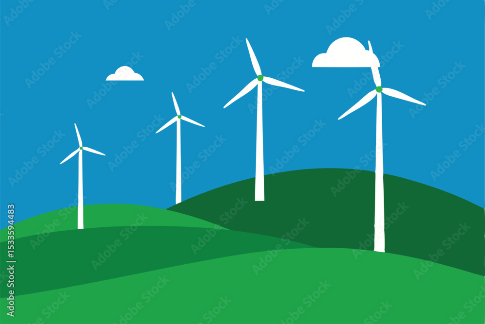 Fototapeta premium wind turbine on green field