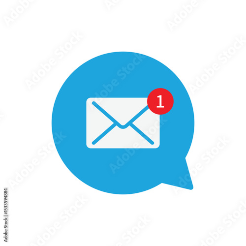 Email notification speech bubble icon vector design template, Concept of you've got mail and full inbox