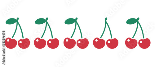 Five Pairs of Cherries Illustration Simple Design
