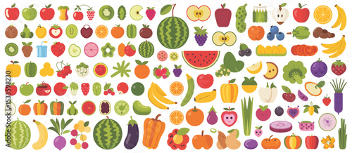 Colorful Flat Lay of Fresh Fruits and Vegetables