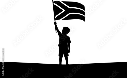 Silhouette of a Child Holding Flag - Symbolizing Hope, Freedom, and Patriotism