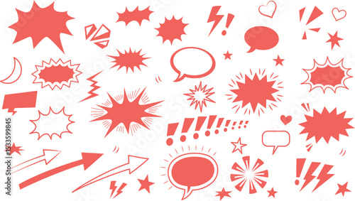 Set of Comic Burst explosion vector. Speech bubbles, Boom elements, for Comic Design